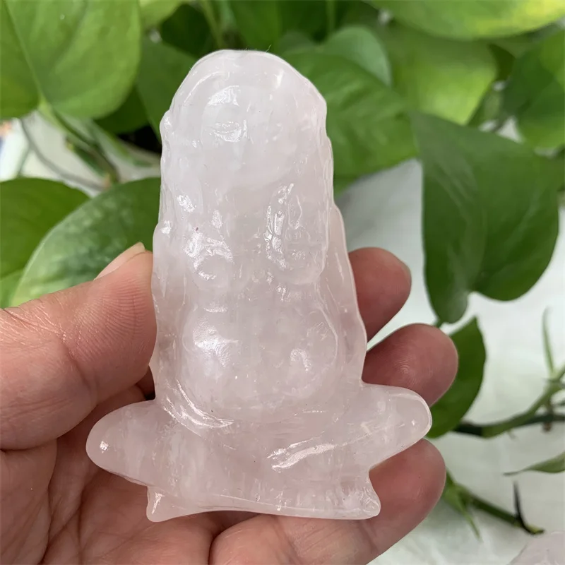 

8cm Natural Crystal Rose Quartz Greek Goddness Gaia Mother Earth Crystal Sexy Lady Pregnant Woman Art Statue Gift For Decor