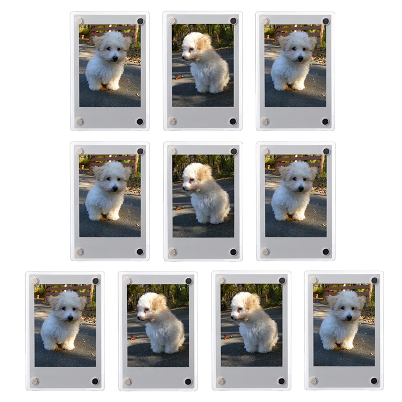 1-10 Pack 3 Inch Acrylic Fridge Magnetic 2 Sided Photo Frame For Fujifilm Instax Mini 12 SE 40 Evo Liplay Mini Film Photo Paper