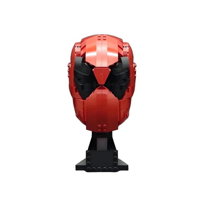 570 PCS Brickheadz Style Red Mercenary Themed Mask MOC Customize Modular Building Block Kids Educational DIY Festival Toy Gift