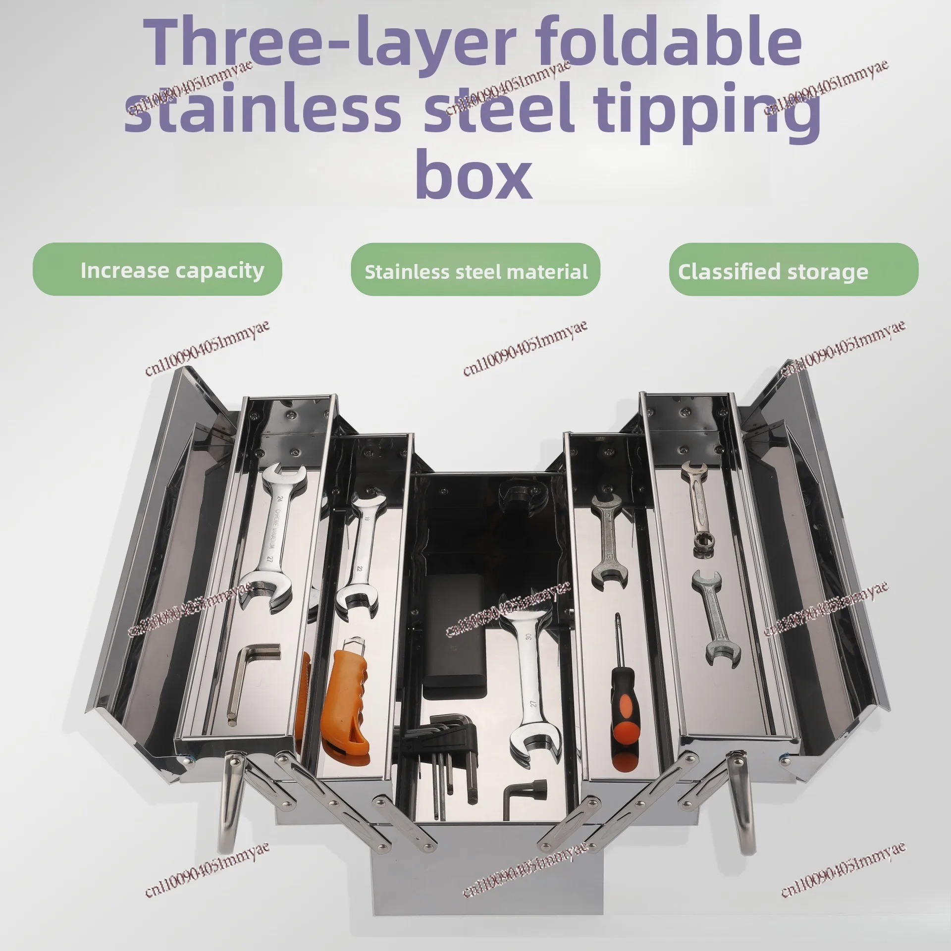 Foldable Stainless Steel Three-layer Toolbox Storage Box Car Storage Auto Repair Suitcase Multi-functional Folding Box