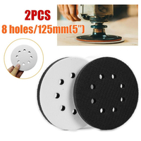 2Pcs 5 Inch 125mm Sanding Disc 8 Holes Soft Sponge Interface  Hook  Loop Backing Pad For Sander Polisher