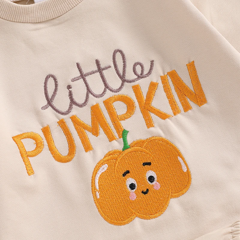 2024-06-03 Lioraitiin Halloween Infant Baby Girl Boy Bodysuit Pumpkin Letter Embroidery Long Sleeve Sweatshirt Jumpsuit Clothes