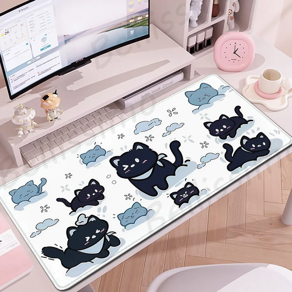 

Blue Cloud Mouse Pad Cute Black Cat Mousepad Keyboard Extended Mat Large Gamer Mouse Mats E-Sports Desk Pad Gaming Accessories