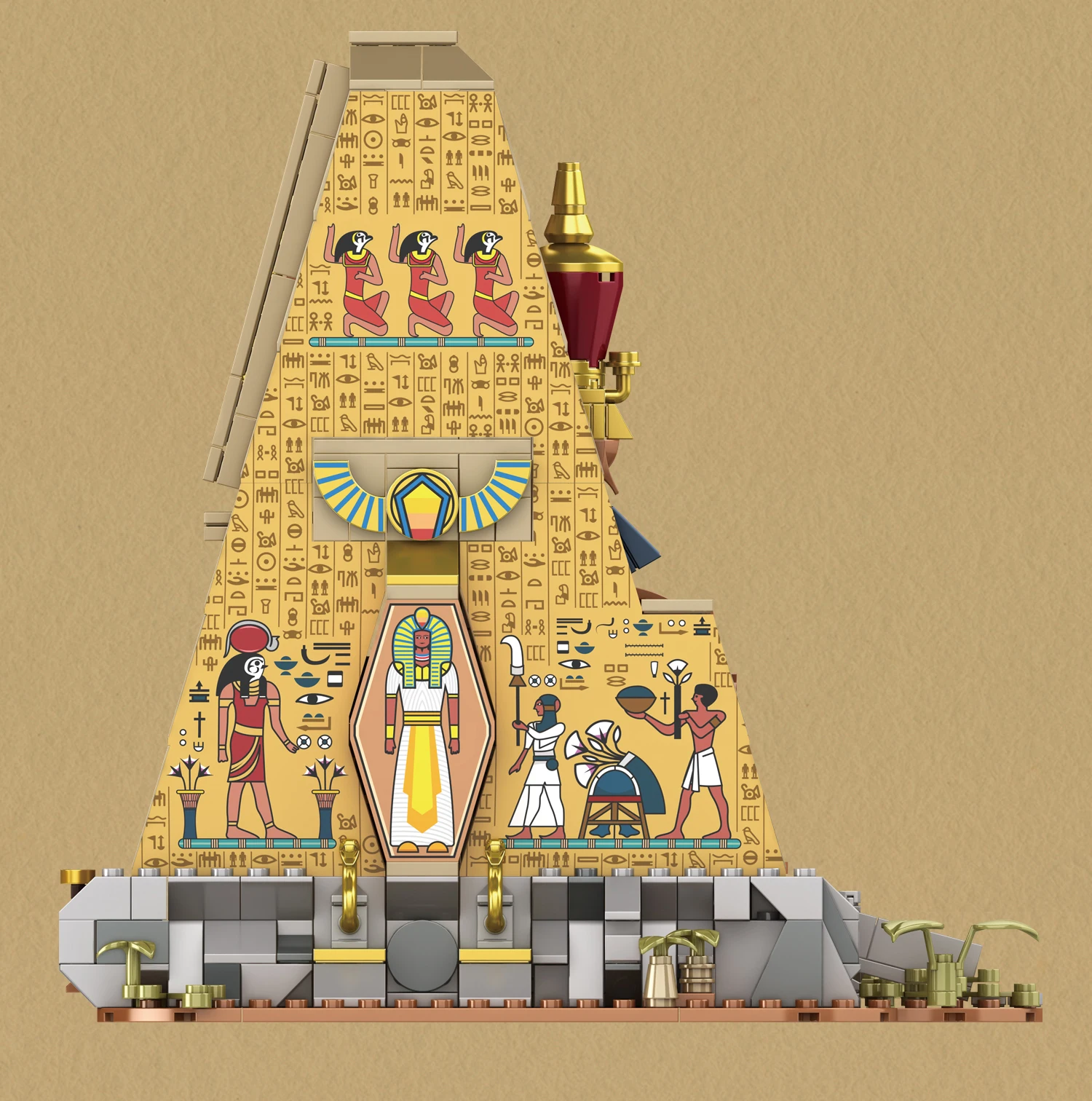 MOC 2666PC Ancient Egyptian Temple Building Blocks Architectural DIY Model Building Toy Includes Statues Hieroglyphics for Gift
