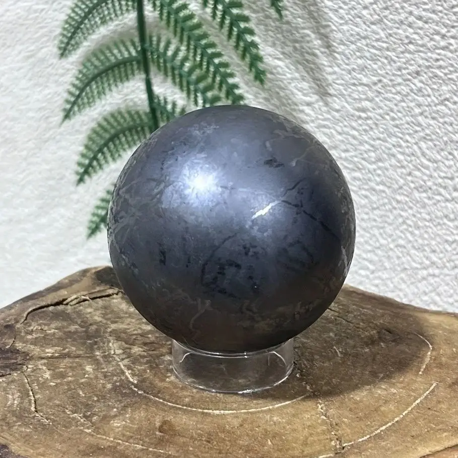 

1pc Natural Shungite Sphere Stone Ball Glossy Black Metallic for Spiritual Meditation Zen Ornaments Ore Home Decor