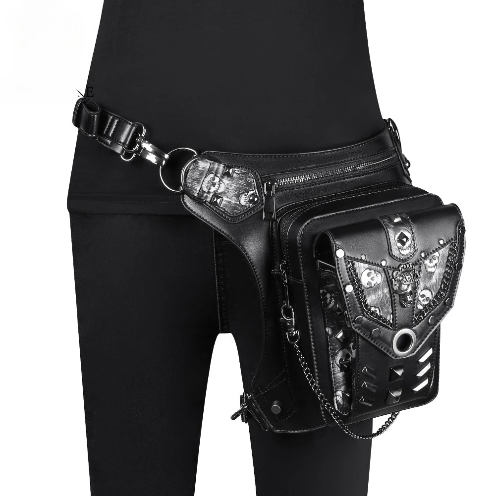 

New Bag for Women's European and American Chain Bag Skull Motorcycle Women One-shoulder Crossbody Bags Waist Bag Men