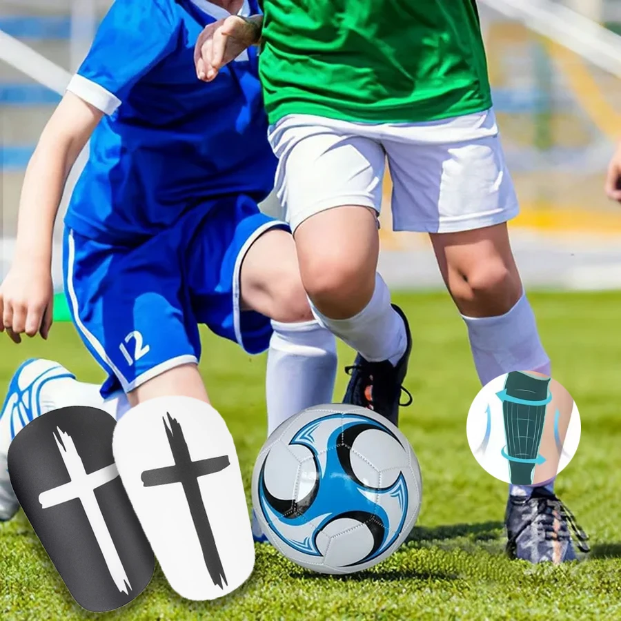 4 Paar Fußball Miniatur-Schienbeinschoner EVA Cross Fußball-Schienbeinschützer Stoßdämpfende Fußball-Beinschützer für Kinder, Jugendliche und Erwachsene