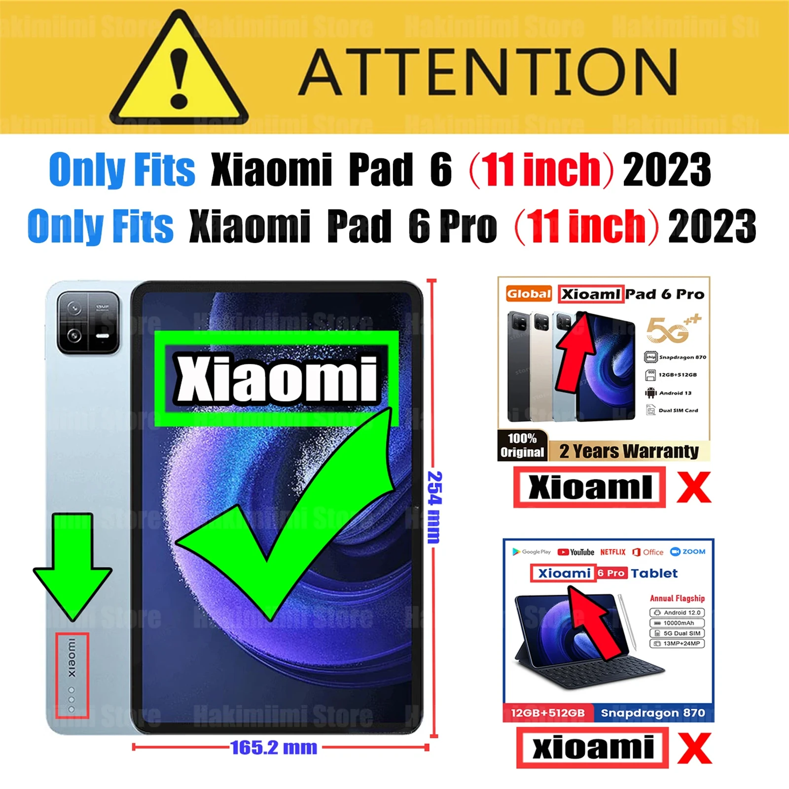 Thin Light Soft Case for Xiaomi Mi pad 6 11 inch Tablet 2023 with Stand Triple Fold Auto Wake/Sleep Cover for Xiaomi pad 6 Pro