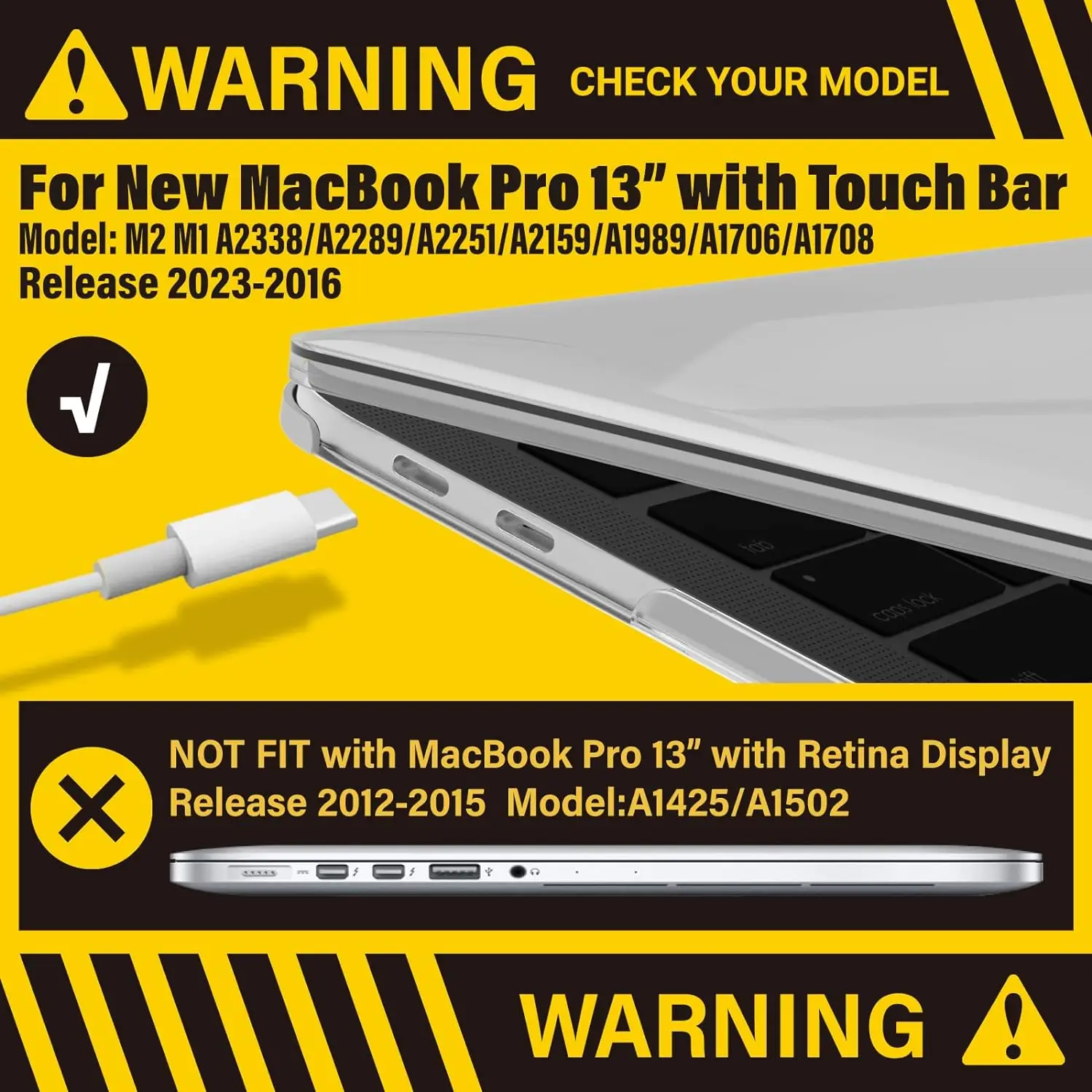 Para MacBook Pro 13 pulgadas funda 2022-2016 lanzamiento M1 A2338 A2289 A2251 A2159 A1989 A1706 A1708 funda protectora dura cristalina