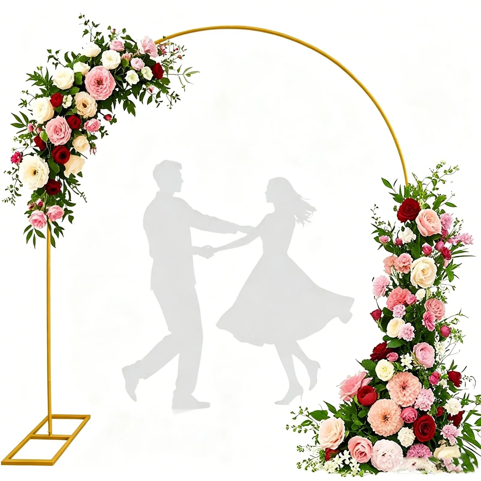 Support d'arche de mariage en métal doré, cadre d'arche de mariage, support de toile de fond pour fête, cérémonie de mariage, décoration d'arche de fleurs et de ballons