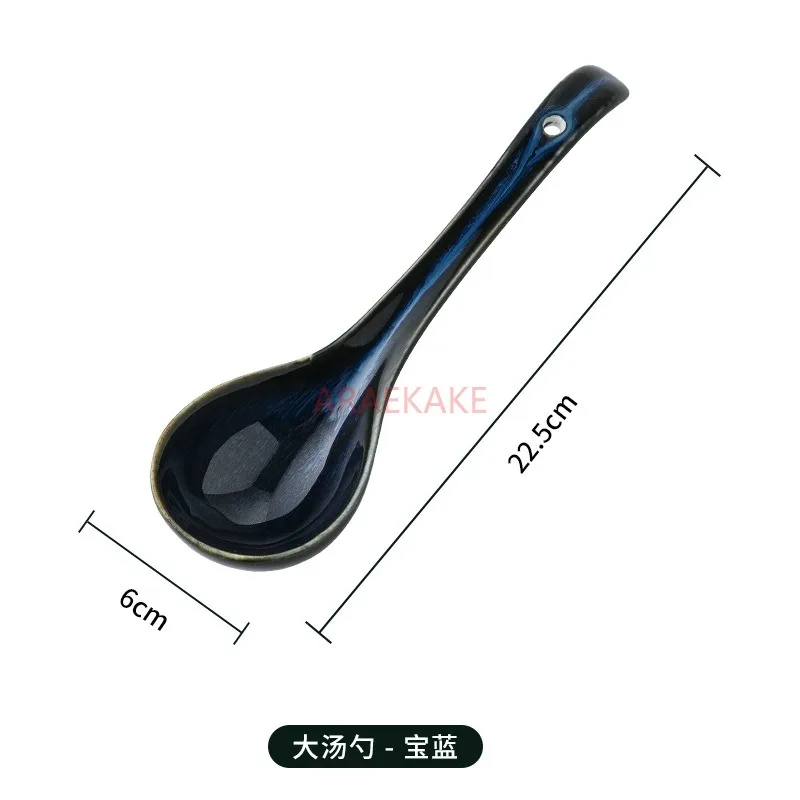 

Blue tableware, commercial Luosifen, long handle spoon, Japanese ceramic spoon, large soup spoon, household spoon