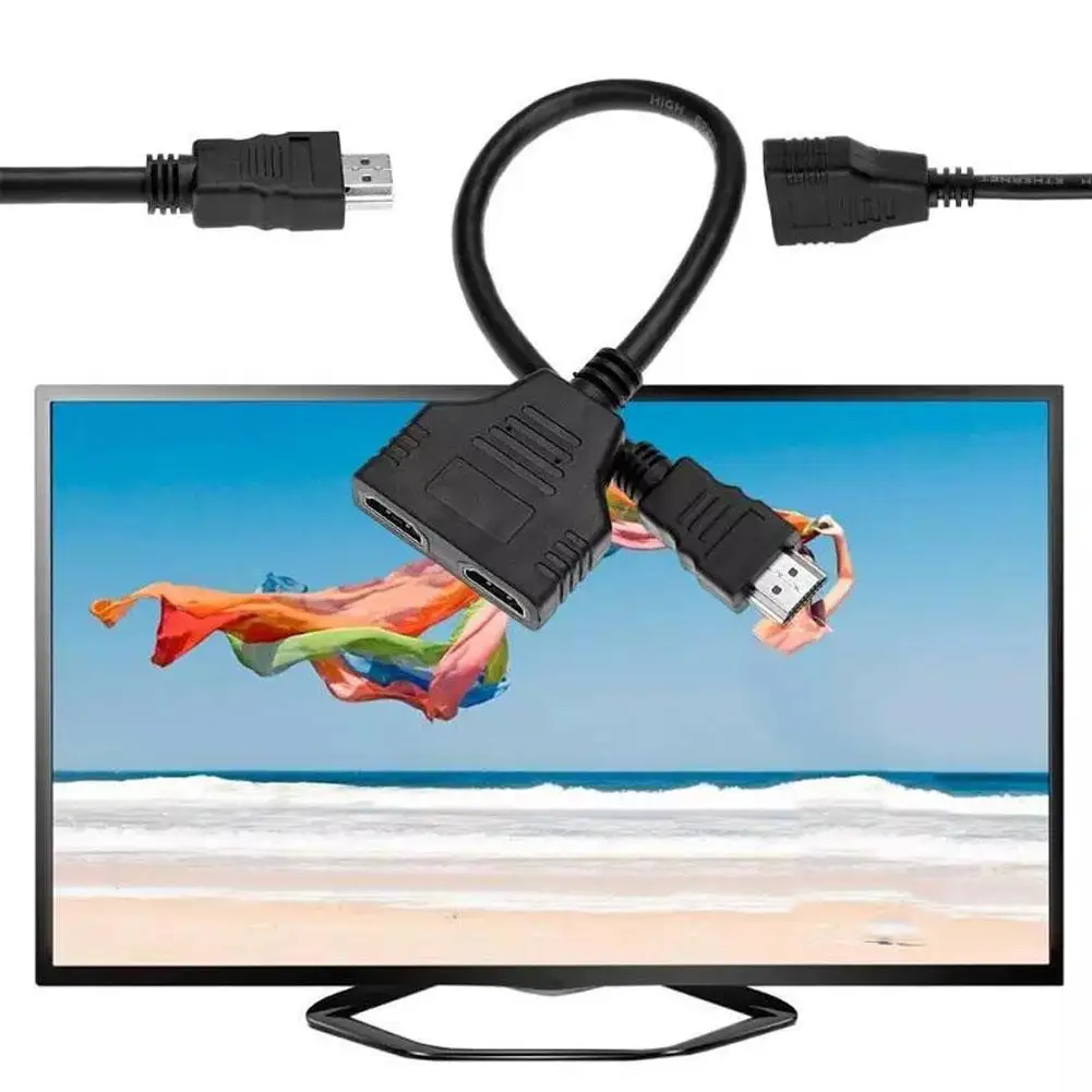 HDMI-compatible Splitter Adapter1 Male Input To 2 Screens Displayed Female Output 1080P Full HD Cable Converter For Monitor