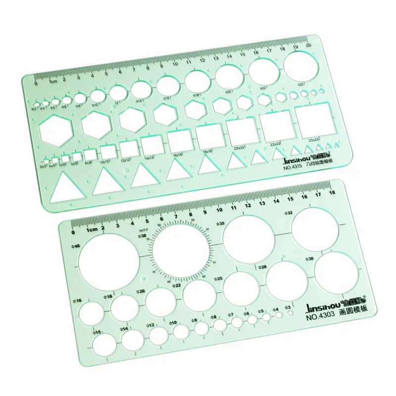

3pcs Brand New Green Geometric Template Ruler Mapping Drawing Tools Ruler Suitable for Student School Stationery Multiple Styles