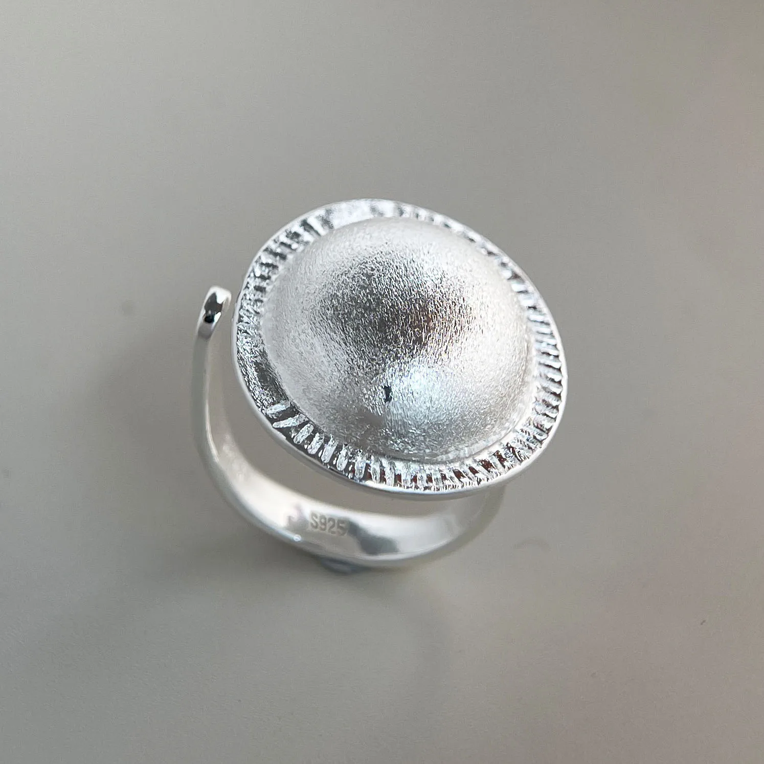 BF CLUB 925 Sterling Silver Ring For Women Jewelry Round Shape Open Vintage Handmade Ring Allergy For Party Birthday Gift
