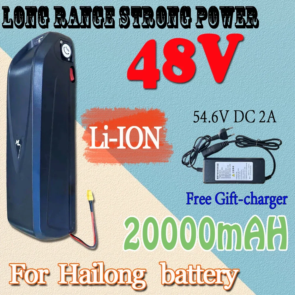 

For Hailong 48V 10/15/20Ah 13S 18650 electric lithium-ion battery, Hailong battery with USB 500W-1000W electric battery