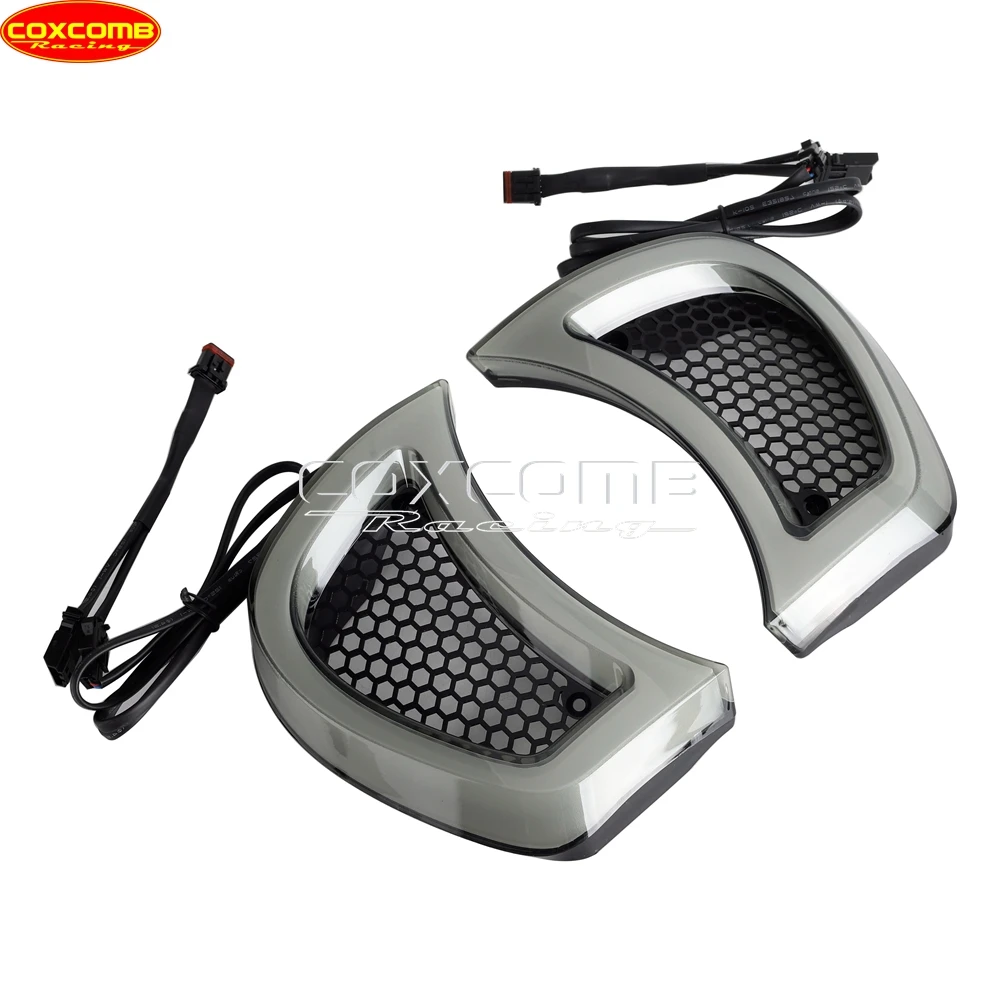 ل هارلي بجولة الطريق الإنزلاق FLTR 2015-2024 دراجة نارية LED بدوره إشارات كامل الوقت تشغيل ضوء الجبهة كشافات تنفيس لهجة مصباح