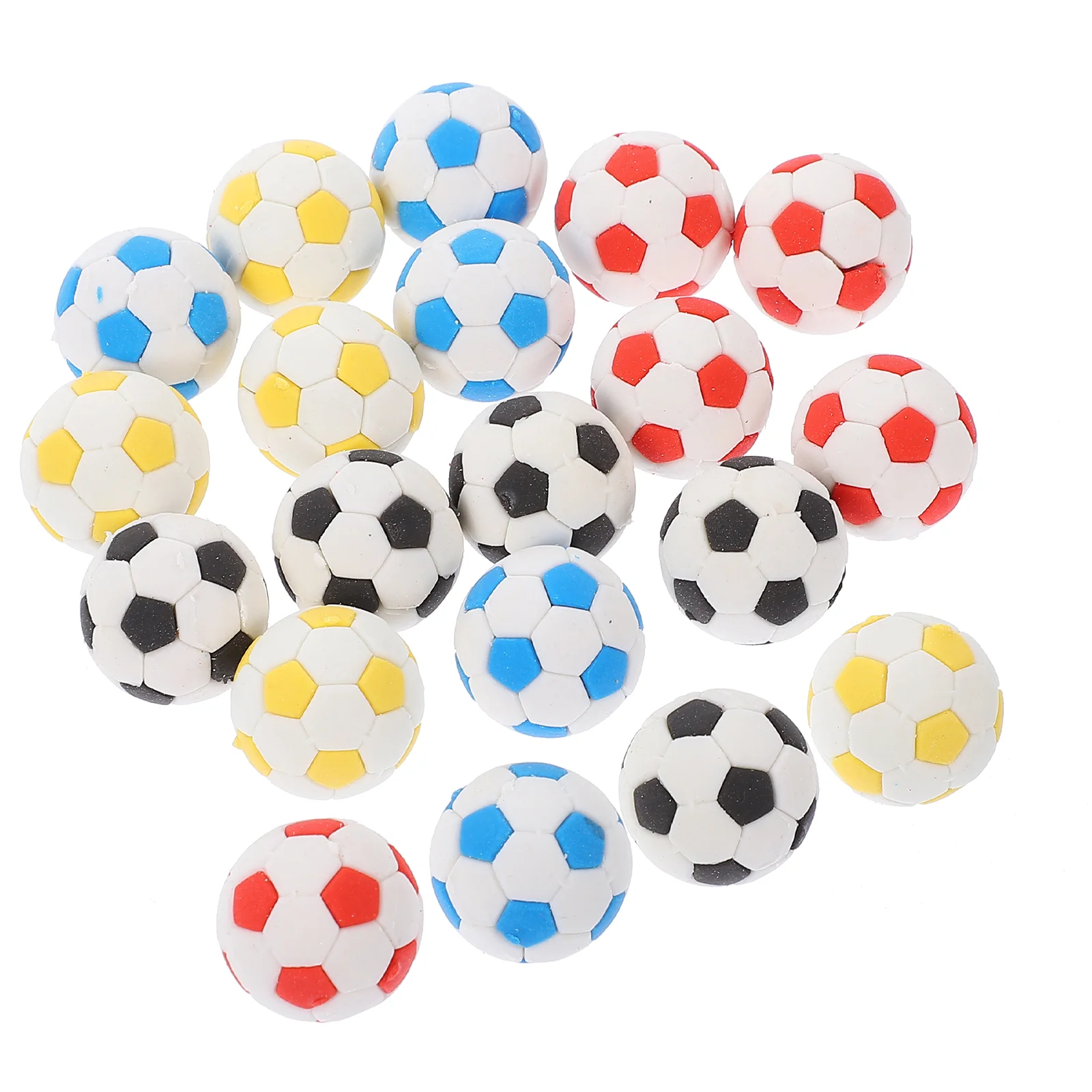 20 Pcs Football Eraser 3d Cartoon Small Shape 20pcs Mixed Color Multi-function Erasers Pencil Mini Compact Kawaii