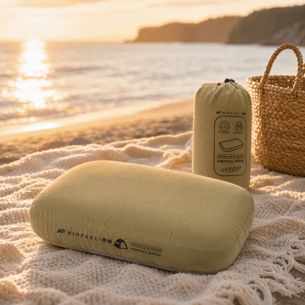 Compact Compact Memory Foam Pillow Washable Ergonomic Camping Pillow Removable Neck & Lumbar Support Travel Pillow Side Sleepers