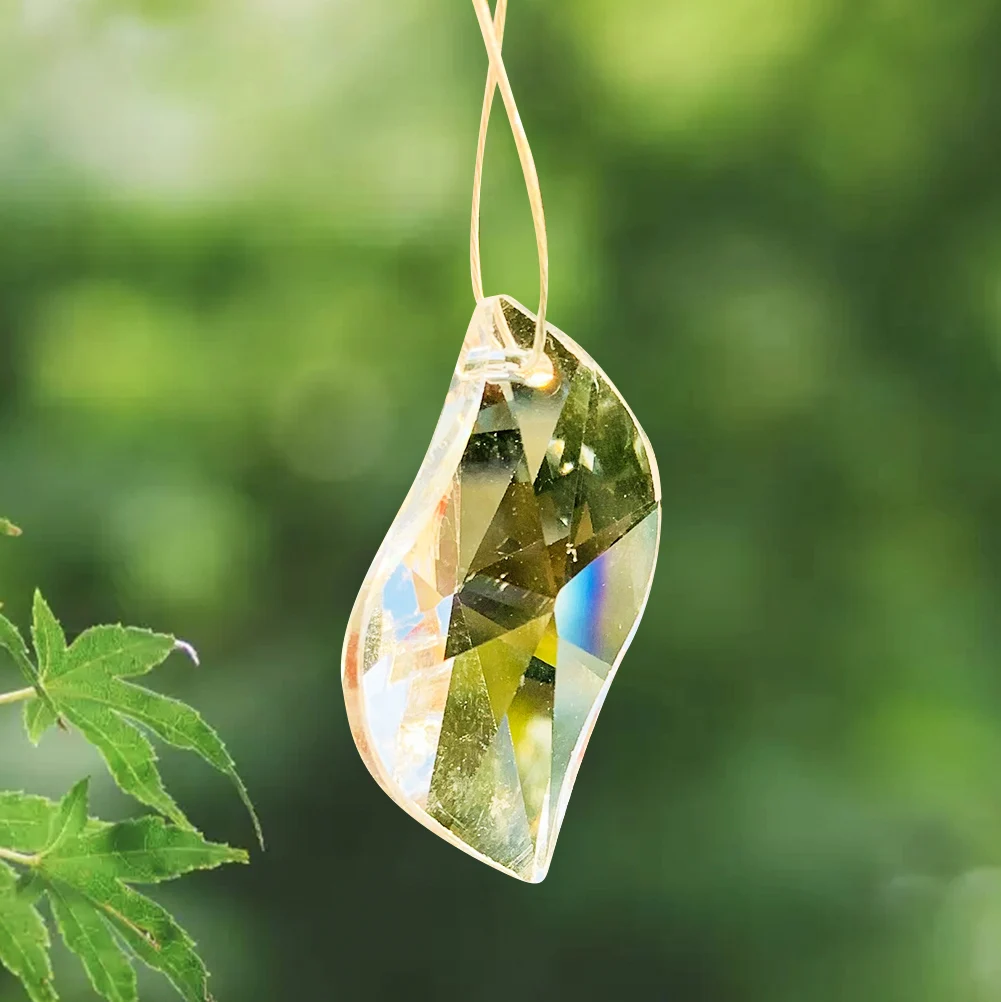 

5PCS Rhombus Crystal S Letter Leaf Beads Chandelier Parts Suncatcher Faceted Prism Ceiling Lighting Crystal Hanging Accessories