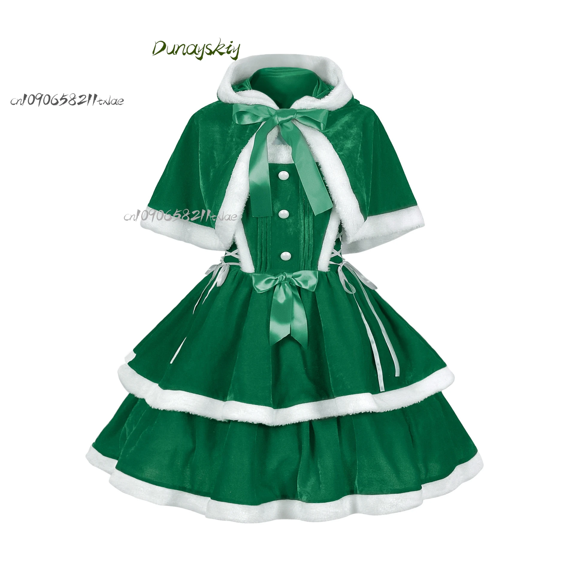 Рождественское платье, карнавальная вечеринка, платья с запахом из искусственного меха, плащ, милый кролик для девочек, косплей, красный бархатный костюм Санта-Клауса, Лось, Рождество