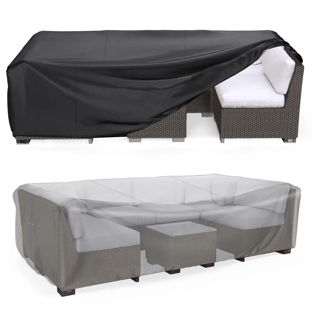

Patio Furniture Set Cover Waterproof, Outdoor Sectional Sofa Set Cover Heavy Duty 600D Table And Chair Covers 128"" L×83""