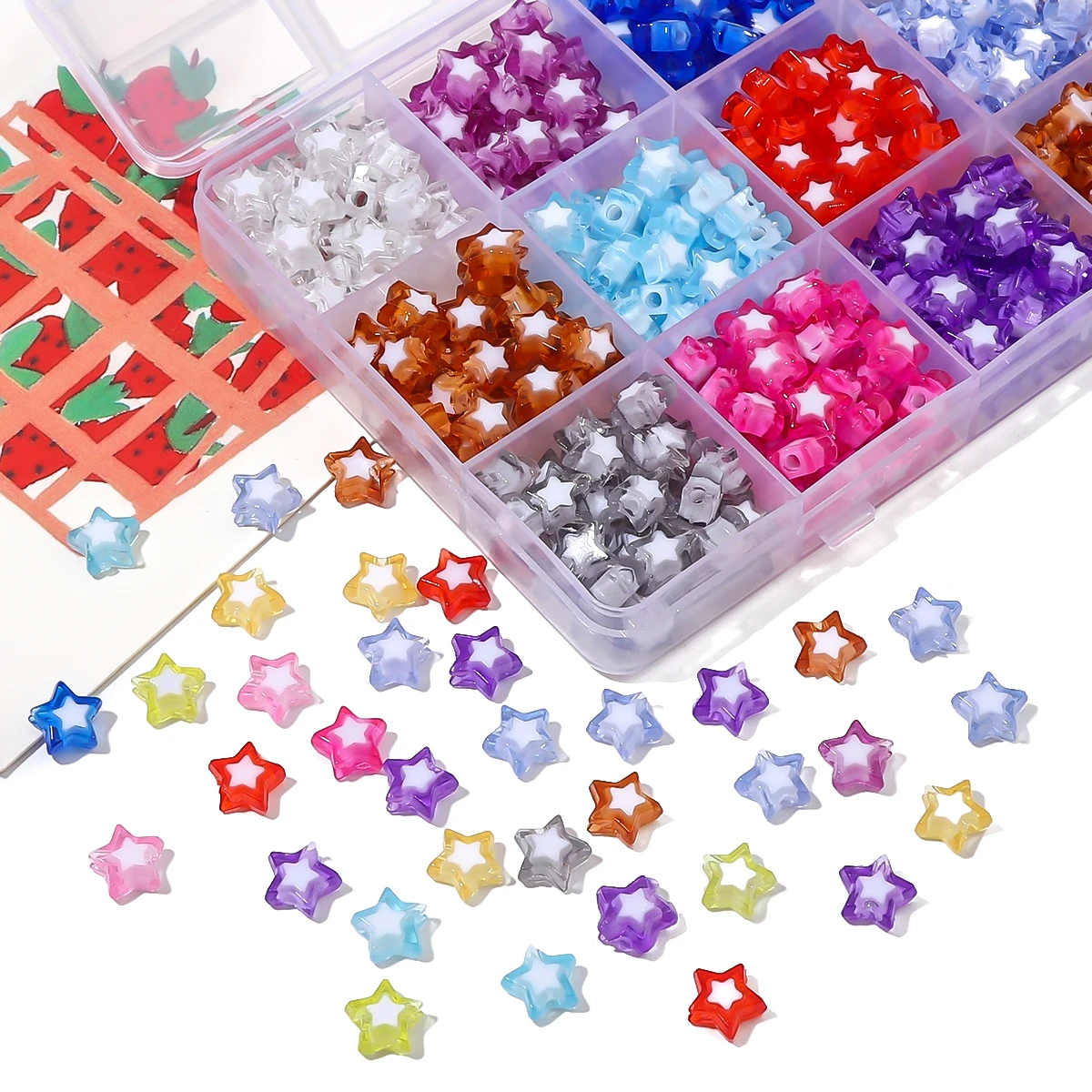 About30Pcs Acrylic Bicolor Beads, Middle Beads, Five pointed Star Scattered Beads, Handmade DIY Making Jewelry Bracelets, Jewelr