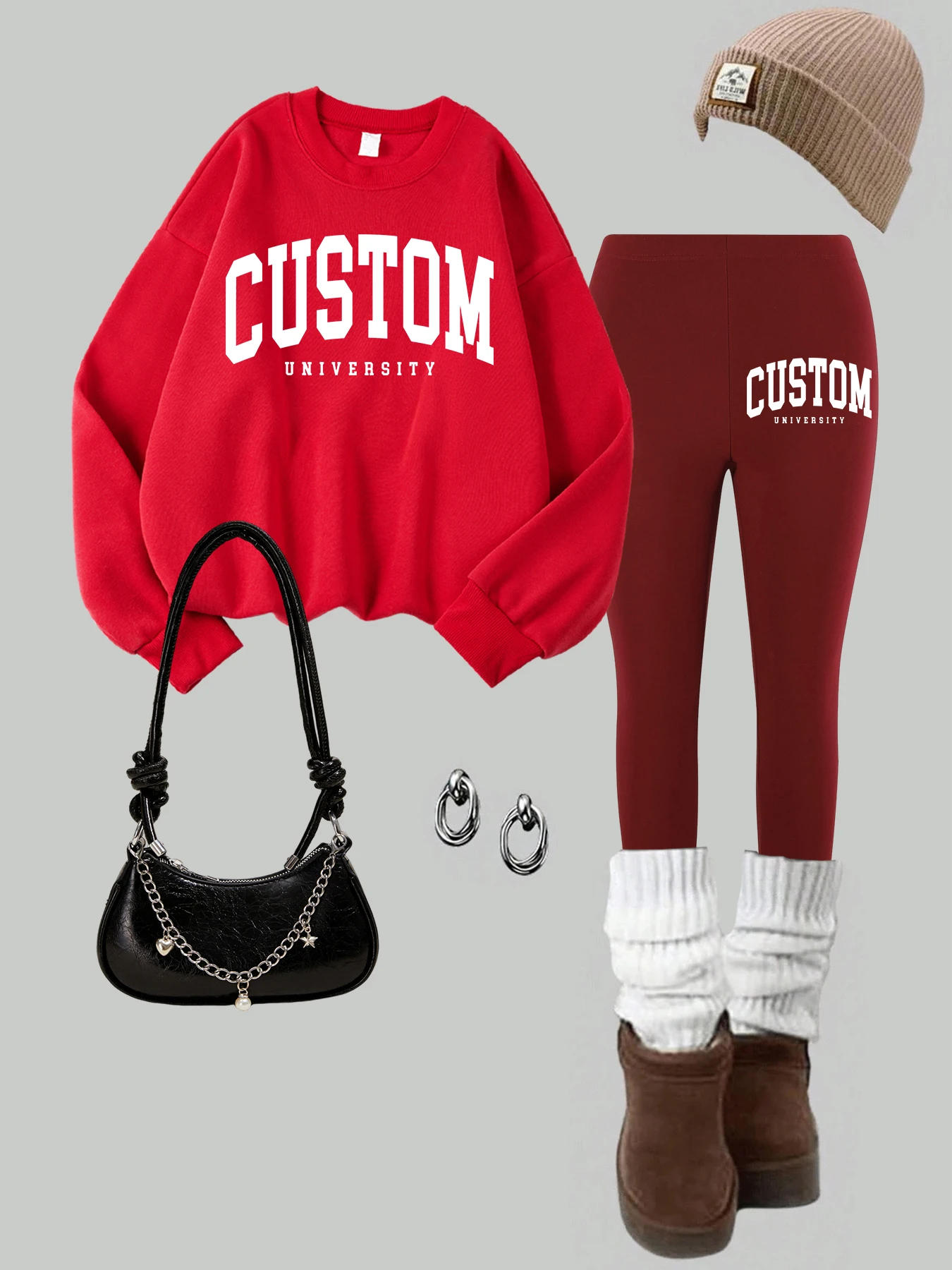 2-delige Dames Roma Italia Vlag Letter Prints Sweatshirt Legging Set Winter Fleece Thermische Hoodies Broek Straat Dameskleding