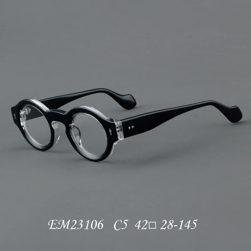 VCKA Runde Acetat-Myopie, Anti-Blau, Verfärben, Brille, Vintage-Stil, für Herren, verschreibungspflichtige Intensivierung, individuelle Optik, Brillen – 0,50 bis -10 – Detail 10