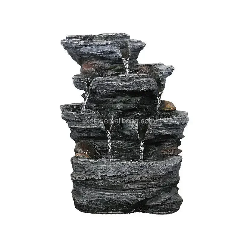 Relaxing water Sound 5-Step Rock Falls Indoor Waterfall garden outdoor decor  rock tabletop fountain with led Light