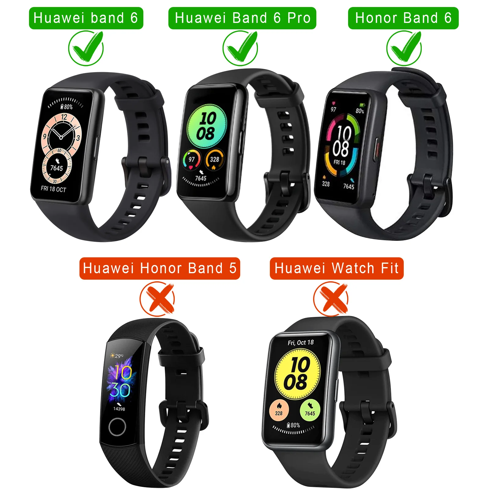 Correa de TPU suave para Huawei Band 6/Band 6 Pro, pulsera deportiva, correa de reloj ajustable para Huawei Honor Band 6