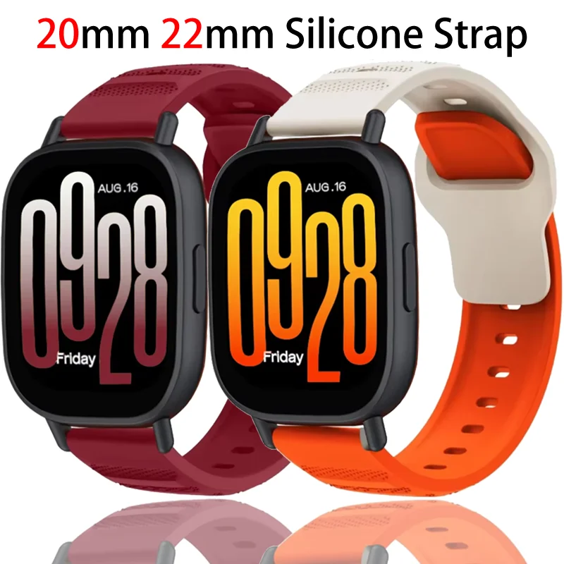 Correa de silicona de 20mm y 22mm para Redmi Watch 5 Active/Lite, pulsera deportiva para Huawei Watch GT5-4-3-5 Pro, accesorios de 46mm
