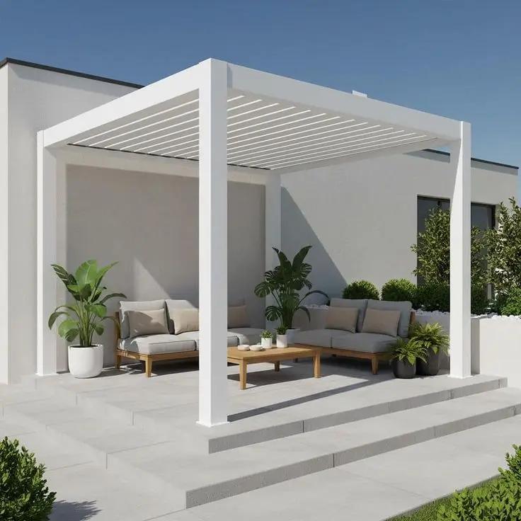 All Weather Aluminum Outdoor Pergolas with Integrated Drainage System Sturdy Frame Gazebo for Deck with Modern Simple Design