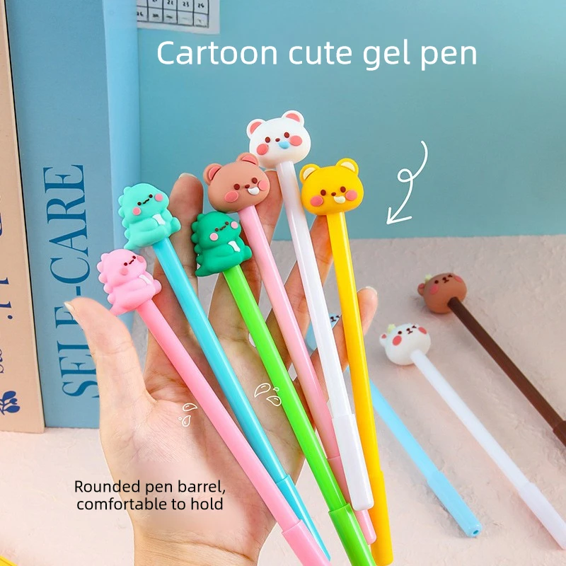 10Pcs/Lot Cute Cartoon Bear Cat Dinosours Gel Pens Kawaii Animal Black Ink Writing Pencil Kids School Office Supplies Gifts view 3