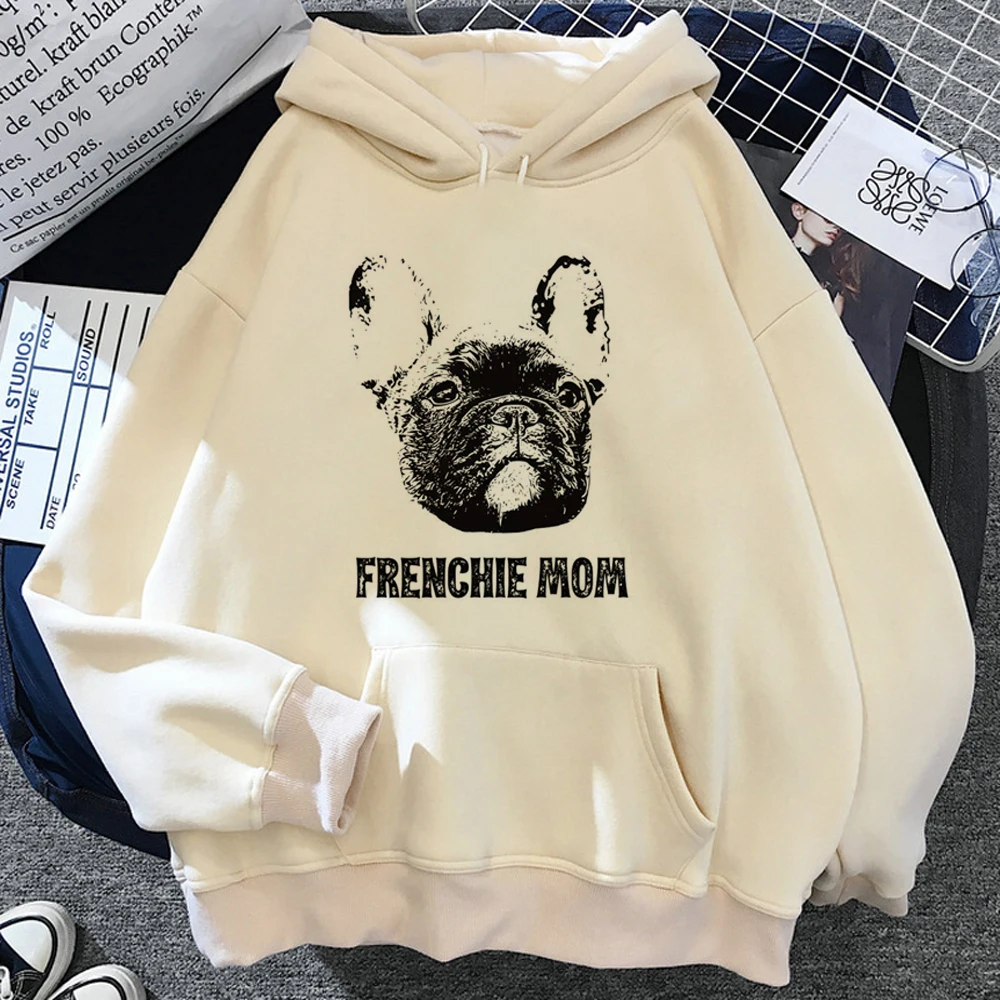 French Bulldog hoodies women vintage long sleeve top Korean style harajuku Hood female aesthetic clothes