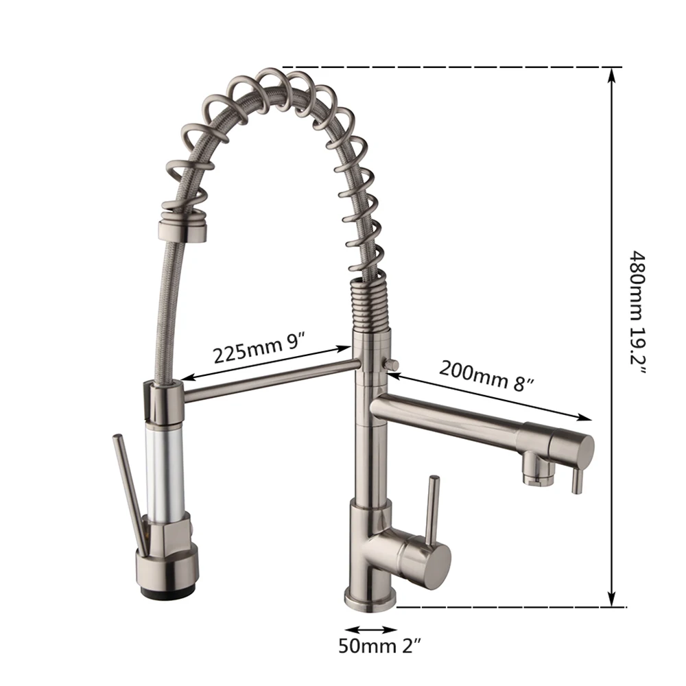 Torayvino Pull Up Down Kitchen Faucet Nickel Brushed Vessel Sink Faucet Deck Mounted Faucet Washbasin Water Mixer Water Tap