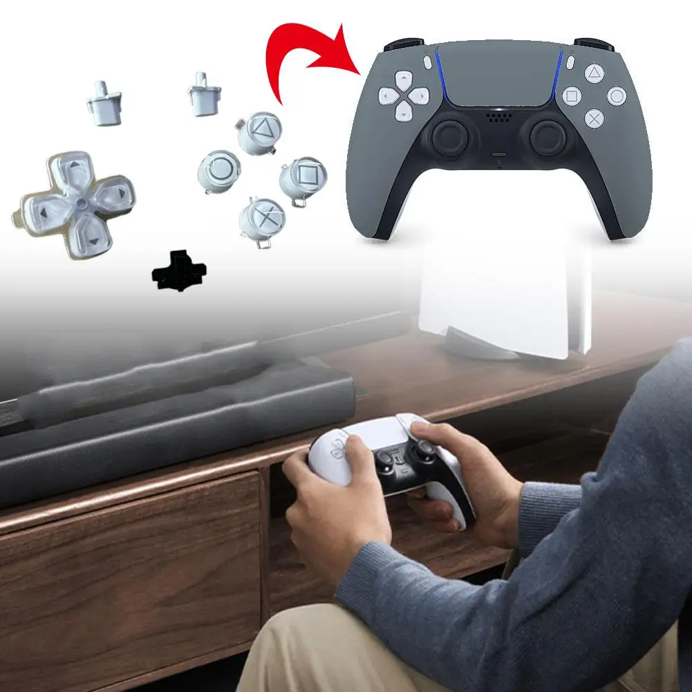 For PS5 Controller White Button Cross Direction Button Button Circle Square PS Right Transparent Crystal Accessories X Tria A0P7