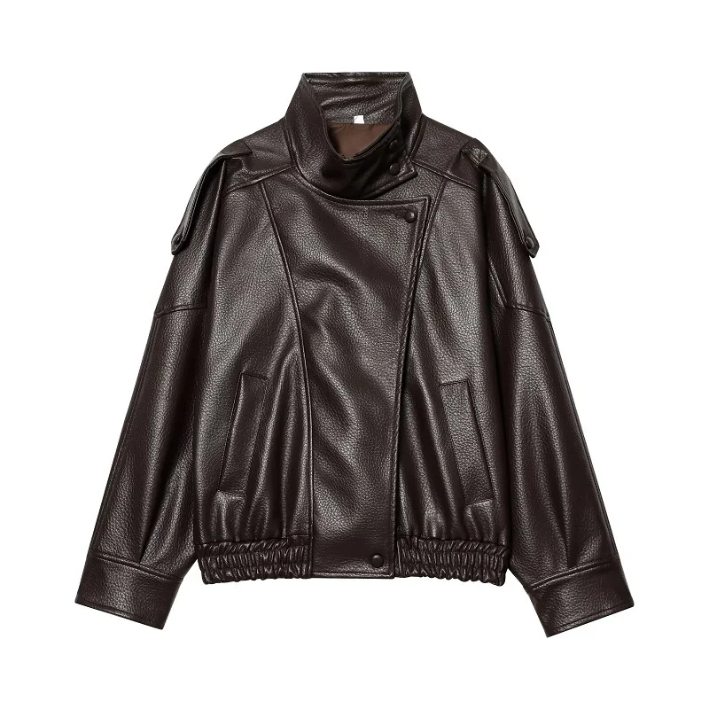 MUJER Kunstleer damesjas Zwart Oversize Bomberjacks voor Vrouwen Outerwears Winter Overjas Vrouwelijke Mode Jas Vrouw - afbeelding 1