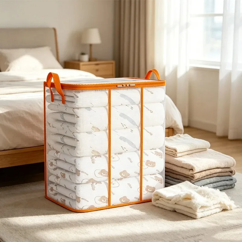 2PCS Winter Ready Transparent PVC Storage Bag Large Capacity Dustproof for Clothes Coats Blankets Dorm