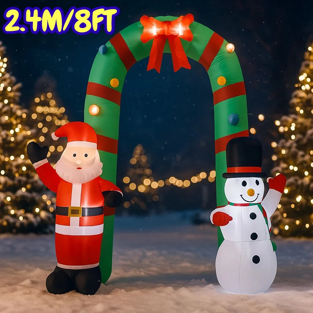 

2.4M/8FT Santa Claus Snowman Archway Christmas Decorations Home Inflatable Toys with LED Lights Yard Xmas Ornaments Decor