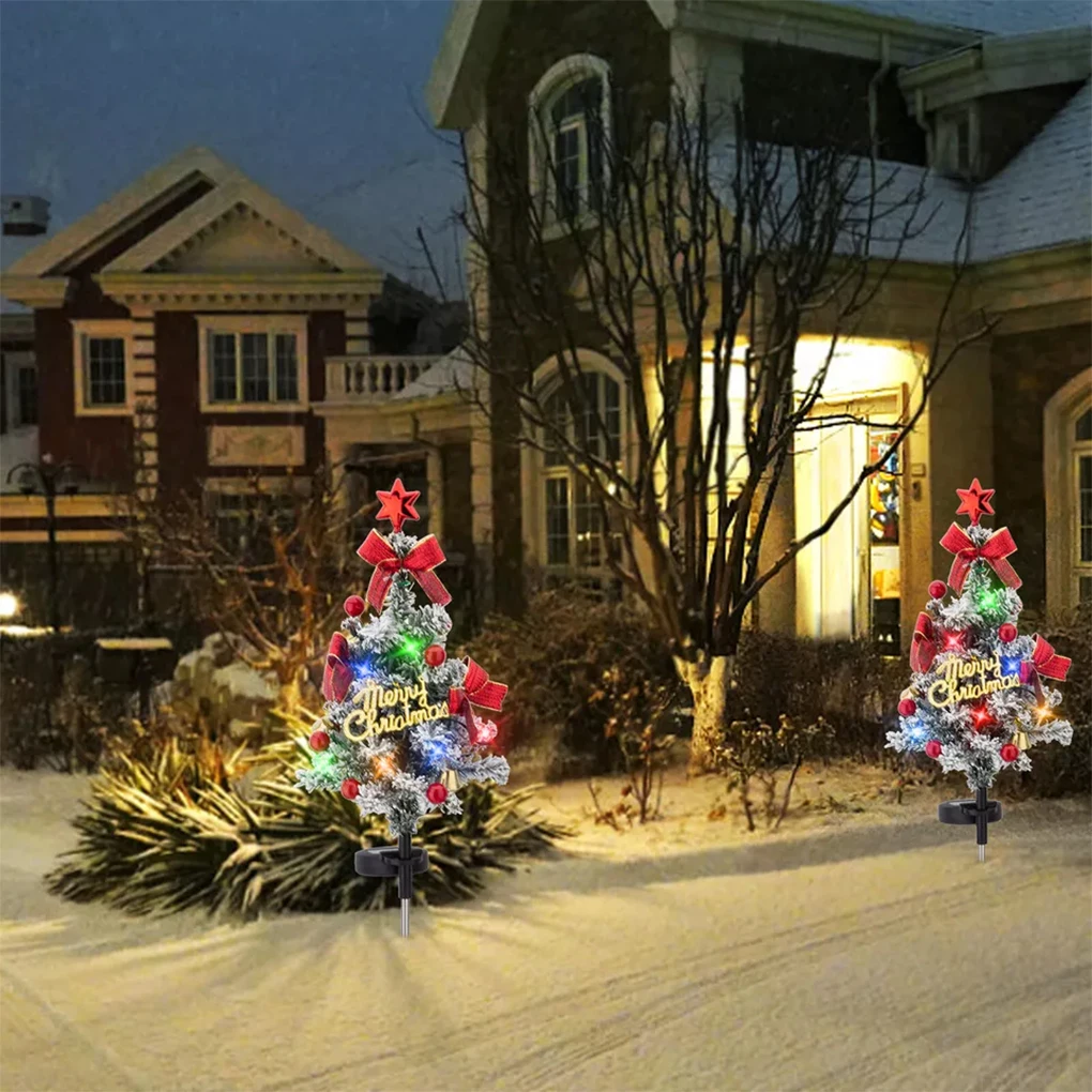 2pieces Solar Powered Christmas Tree Lights For Festive Garden Decor Which Ensures Good Performance