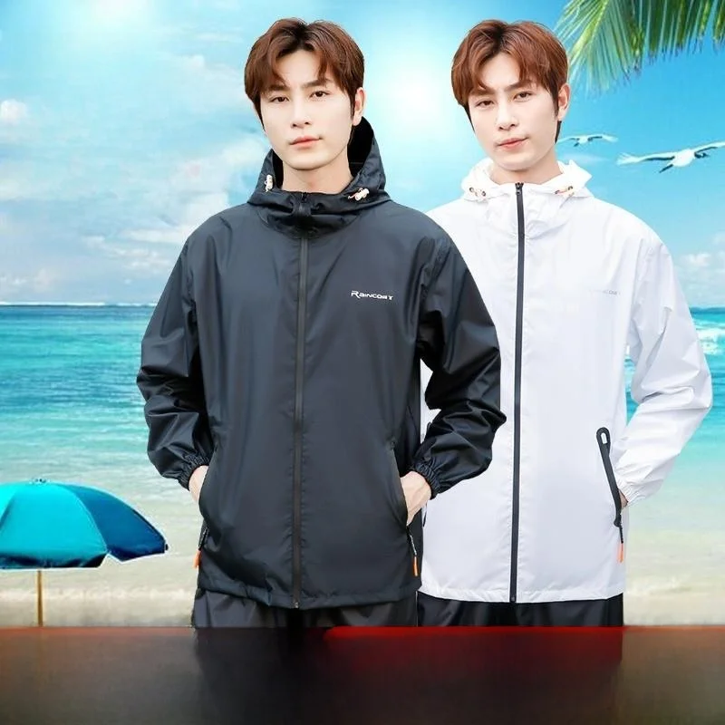 

Unisex 3D Water-Resistant Raincoat And Pants Set Summer Full-Body Anti-Blast Delivery Cycling Women's Breathable Rainwear
