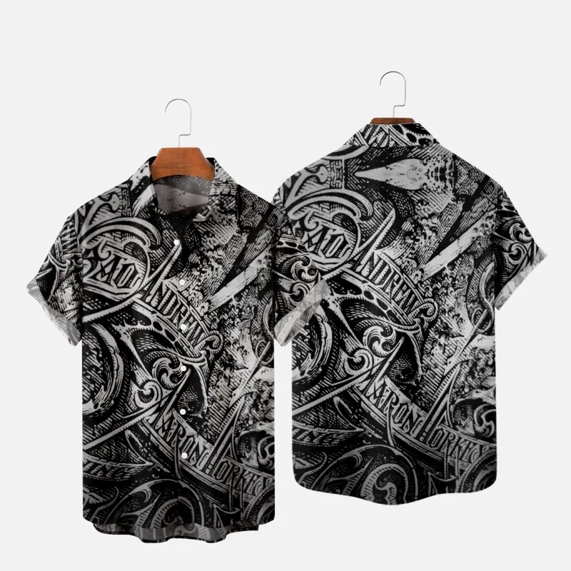 Men's Fashion Y2K T-Shirts Hawaiian Shirt Samoan Texture 3D Print Cozy Casual Short Sleeve Beach Oversized Clothes 04