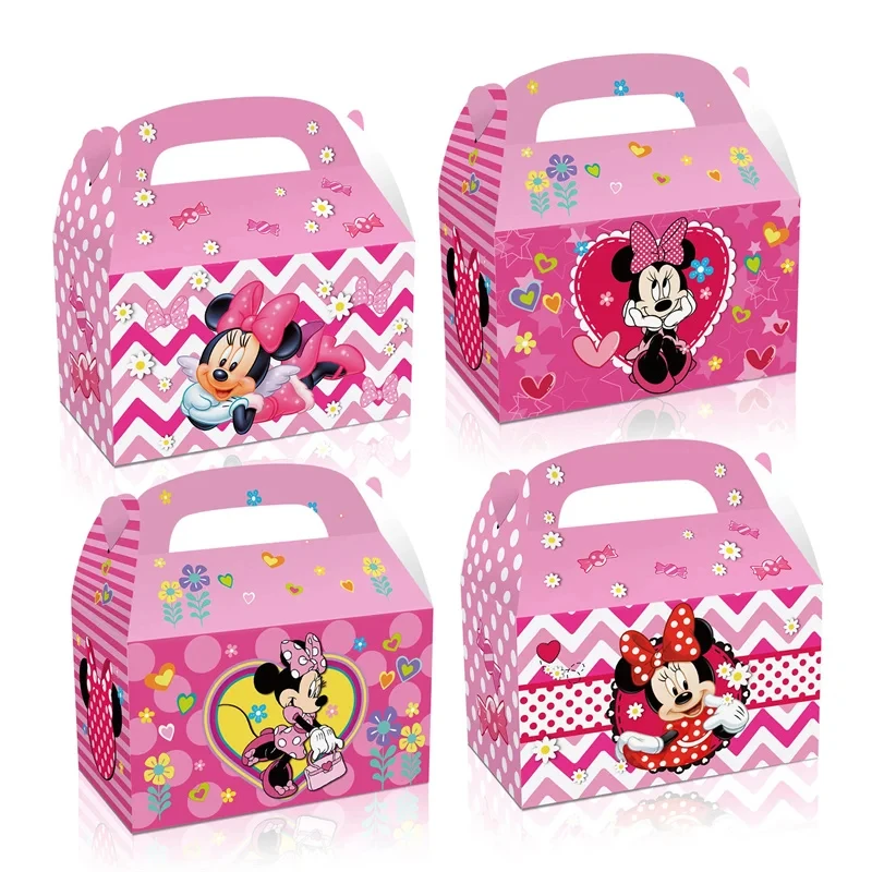 Suministros de regalo para fiesta de cumpleaños de Minnie, pegatinas para fiesta de Mickey, pajitas reutilizables para beber, pulseras, sello, bolsas de papel, anillo