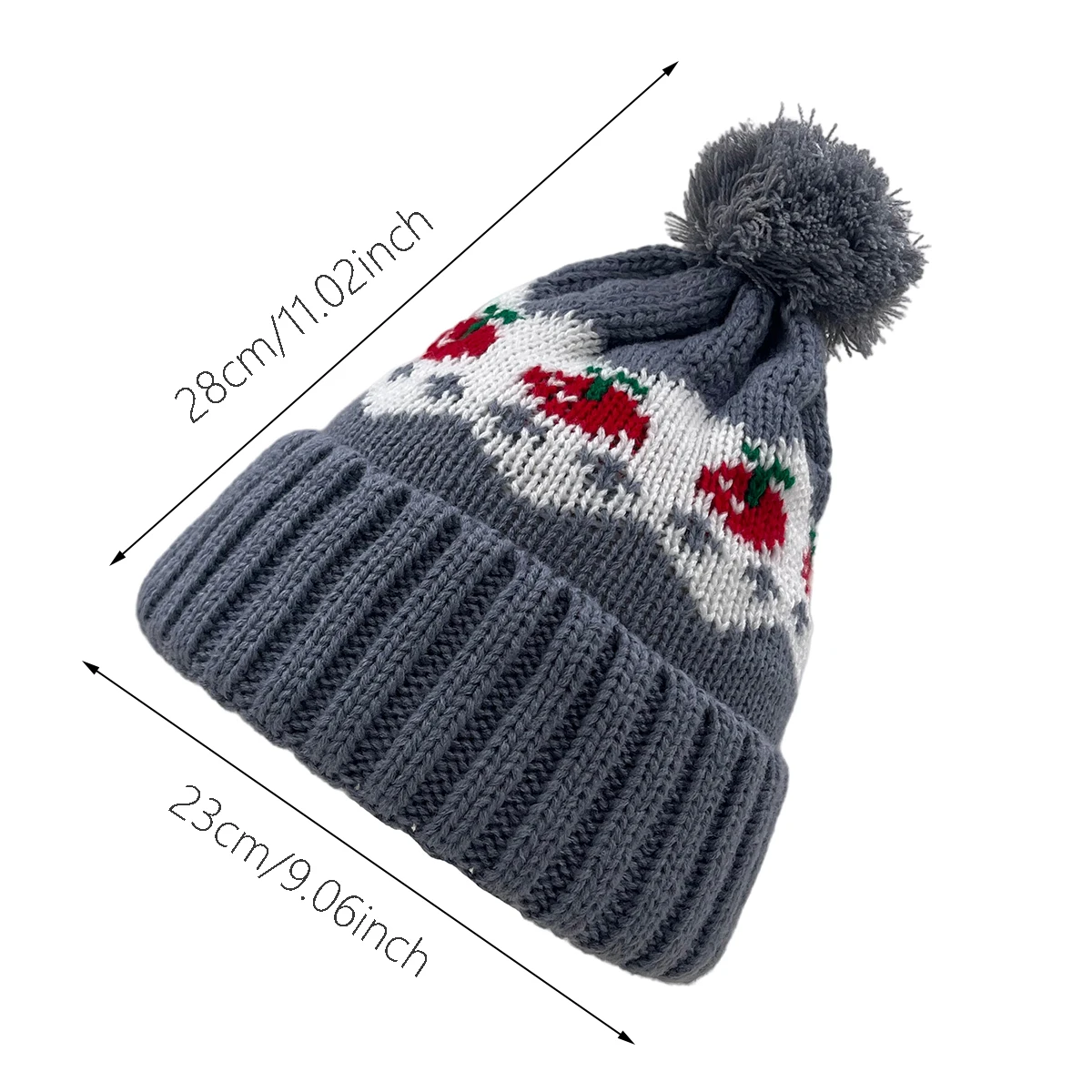 New winter Feil Island Apple Jacquard Women's Woolen Ball brimless beanie Outdoor Warm Ear Protection Hat Fashion Accessories Ha