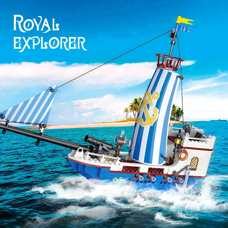 

414pcs Pirate Series Vintage Royal Adventure Model Building Blocks Toy Educational Assembly Toy for Children Display Piece