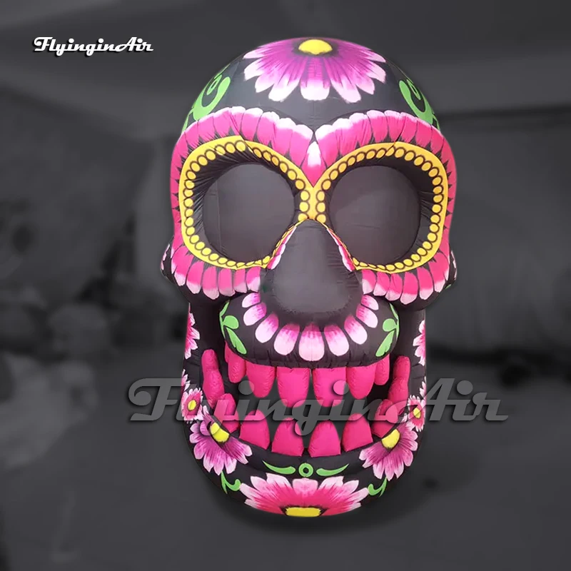 Fantastic Hanging Large Inflatable La Catrina Skull Model Dia De Muertos Mask Replica For Halloween Carnival Decoration