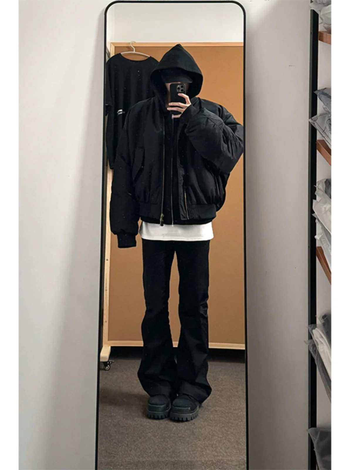 

High Waist Slim Fit Jeans Men's Autumn Straight Leg High Elastici Long Pants Knife Sle Youth Trend Cotton Denim