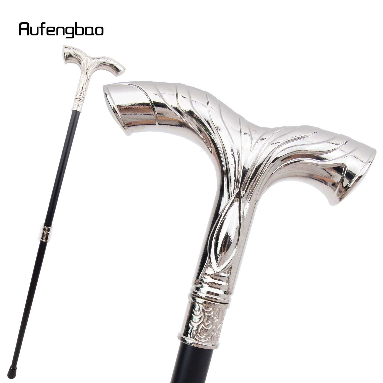 White Flowing Lines Luxury Fashion Cosplay Walking Stick Party Decorative Cane Elegant Crosier Knob Walking Stick 92cm