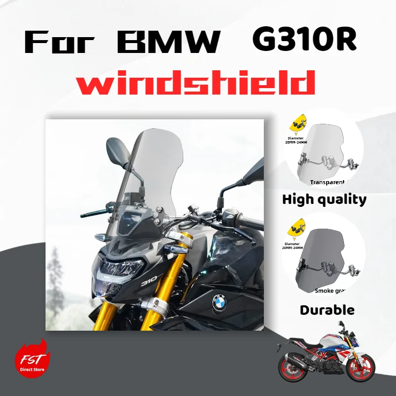 

For BMW G310R windshield modification: transparent chest protector and windshield accessory.