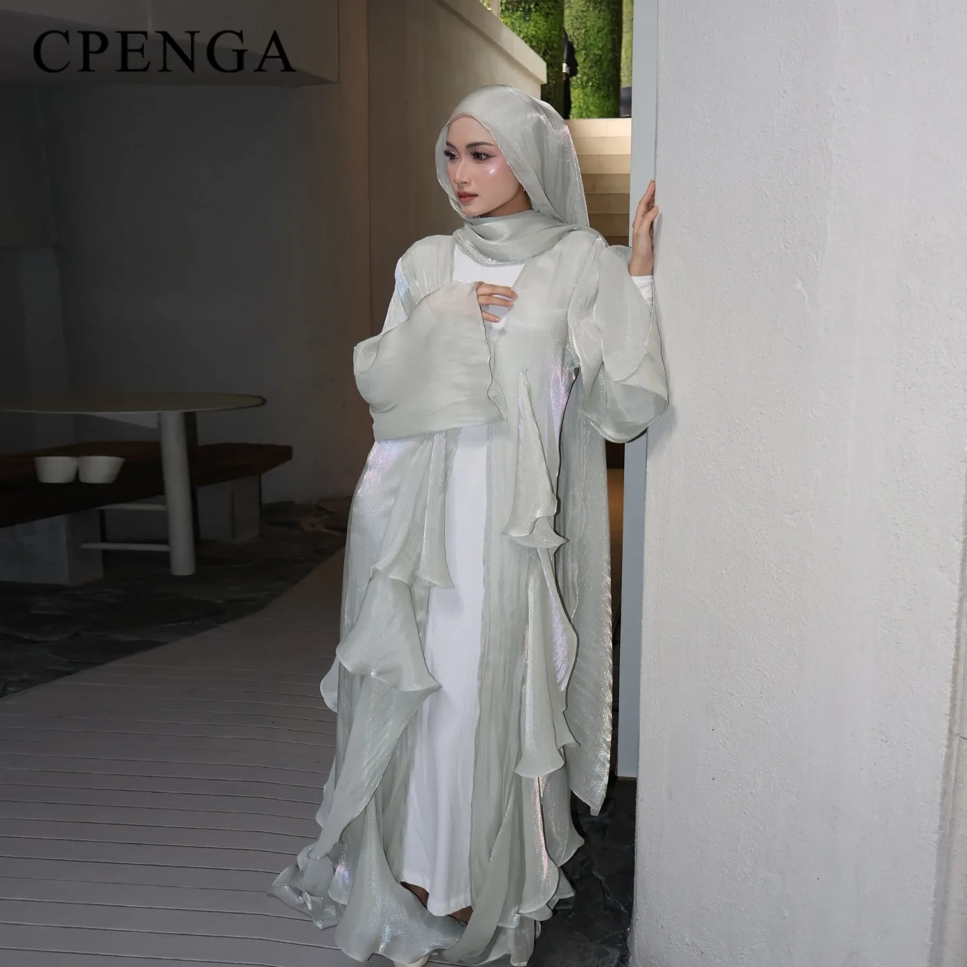 

Ramadan Muslim Modest Abaya with Hijab for Women Eid Dubai Stain Cardigan Dress Islamic Holiday Outfit Plain Turkey Kaftan Robe